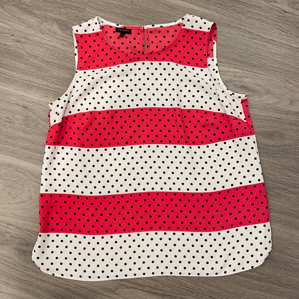 EUC Talbots Polka Dot Striped Shell Top